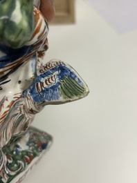 An important pair of polychrome Dutch Delft cashmere palette figures of Diana and Mercury, dated 172(?)