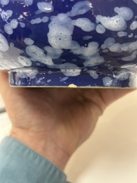 A Nevers white-splashed blue-ground '&agrave; la bougie' bowl, France, late 17th C.