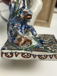 An important pair of polychrome Dutch Delft cashmere palette figures of Diana and Mercury, dated 172(?)