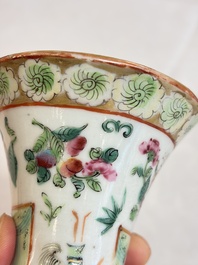 Five Chinese Canton famille rose vases with narrative design, 19th C.