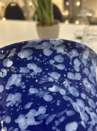 A Nevers white-splashed blue-ground '&agrave; la bougie' bowl, France, late 17th C.