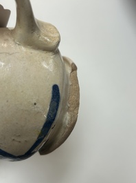 A very rare polychrome Antwerp maiolica 'IHS' jug, 16th C.