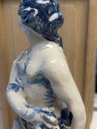 An important pair of polychrome Dutch Delft cashmere palette figures of Diana and Mercury, dated 172(?)