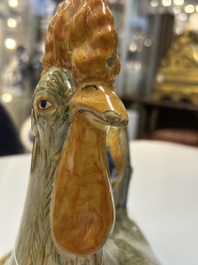 A large polychrome Italian maiolica 'Rooster' tureen and cover, 18th C.