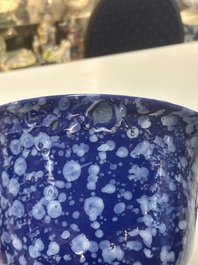 A Nevers white-splashed blue-ground '&agrave; la bougie' bowl, France, late 17th C.