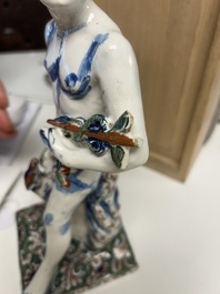 An important pair of polychrome Dutch Delft cashmere palette figures of Diana and Mercury, dated 172(?)