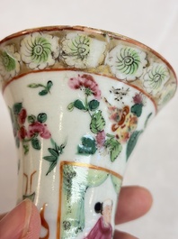 Five Chinese Canton famille rose vases with narrative design, 19th C.