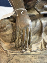 A Burmese partly lacquered bronze Mandalay Buddha, 19/20th C.