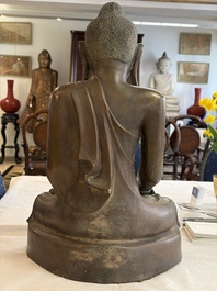 A Burmese partly lacquered bronze Mandalay Buddha, 19/20th C.