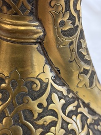 An Ottoman gilt-metal jug with stylised floral design, 19/20th C.