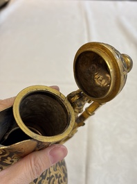 An Ottoman gilt-metal jug with stylised floral design, 19/20th C.