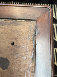 A Chinese hongmu stand and a square low table, 19th C.