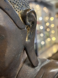A Burmese partly lacquered bronze Mandalay Buddha, 19/20th C.