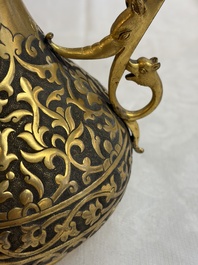 An Ottoman gilt-metal jug with stylised floral design, 19/20th C.