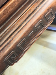 A Chinese hongmu stand and a square low table, 19th C.