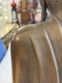 A Burmese partly lacquered bronze Mandalay Buddha, 19/20th C.