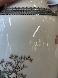 Four Chinese famille rose 'Elegant Beauties' vases, Qianlong marks, 20th C.