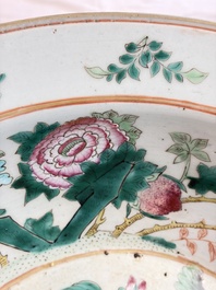 A large Chinese famille rose 'Dragon' basin and a basin with floral design, 19th C.
