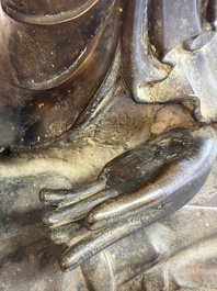 A Burmese partly lacquered bronze Mandalay Buddha, 19/20th C.