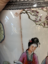Four Chinese famille rose 'Elegant Beauties' vases, Qianlong marks, 20th C.
