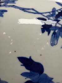 A Chinese blue and white 'Pheasants among Flowering Branches' jar and cover, 19th C.