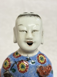Six Chinese famille rose figures, one with a 'Lotus Throne' stand, 19th C.