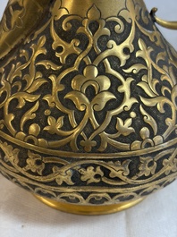 An Ottoman gilt-metal jug with stylised floral design, 19/20th C.