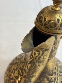 An Ottoman gilt-metal jug with stylised floral design, 19/20th C.