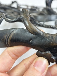 A large Chinese archaistic bronze 'Dragon' stand, Ming