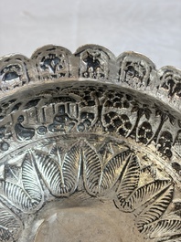 An Indian repouss&eacute; silver footed bowl, early 20th C.