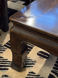 A Chinese nanmu square low table, 19th C.