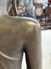 A Burmese partly lacquered bronze Mandalay Buddha, 19/20th C.