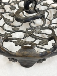 A large Chinese archaistic bronze 'Dragon' stand, Ming