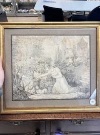 Attributed to Pierre-Paul Prud'hon (1758-1823): 'Naissance du Roi de Rome', pencil on paper, 19th C.