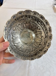 An Indian repouss&eacute; silver footed bowl, early 20th C.