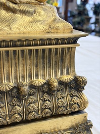 A gilt-bronze 'Oriental Beauty Reclining on a Lion Skin' mantel clock, France, first quarter 19th C.