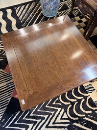 A Chinese nanmu square low table, 19th C.