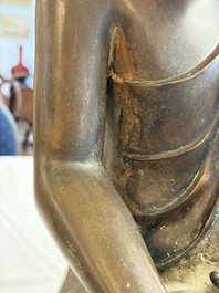 A Burmese partly lacquered bronze Mandalay Buddha, 19/20th C.