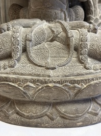 A Javanese carved stone figure of Prajnaparamita, 20th C.
