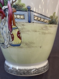 Four Chinese famille rose 'Elegant Beauties' vases, Qianlong marks, 20th C.