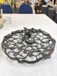 A large Chinese archaistic bronze 'Dragon' stand, Ming