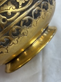An Ottoman gilt-metal jug with stylised floral design, 19/20th C.