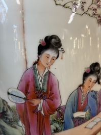 Four Chinese famille rose 'Elegant Beauties' vases, Qianlong marks, 20th C.