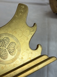 A Japanese Shibayama lacquer taiko drum-shaped casket on its original stand, Taisho, 19/20th C.