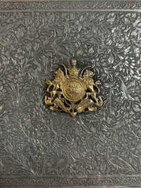 An Iranian silver and gilt cigarette case commemorating Mohammad Reza Pahlavi's coronation, 20th C.