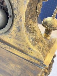 A gilt-bronze 'Oriental Beauty Reclining on a Lion Skin' mantel clock, France, first quarter 19th C.