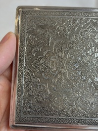 An Iranian silver and gilt cigarette case commemorating Mohammad Reza Pahlavi's coronation, 20th C.