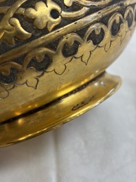 An Ottoman gilt-metal jug with stylised floral design, 19/20th C.
