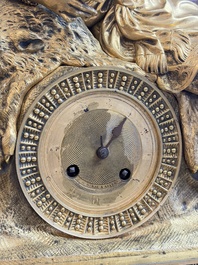 A gilt-bronze 'Oriental Beauty Reclining on a Lion Skin' mantel clock, France, first quarter 19th C.