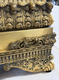 A gilt-bronze 'Oriental Beauty Reclining on a Lion Skin' mantel clock, France, first quarter 19th C.